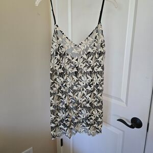 Vtg Victoria's Secret Black Sliver Lace Baby doll Slip Sz Large
